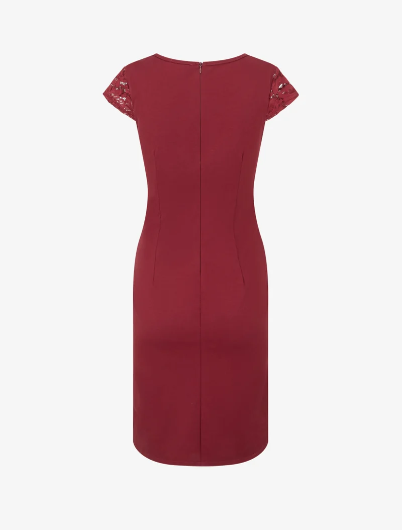 Wickelkleid mit Spitzenoberteil - Bordeaux