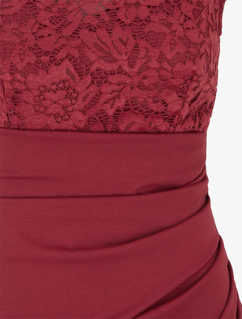 Wickelkleid mit Spitzenoberteil - Bordeaux