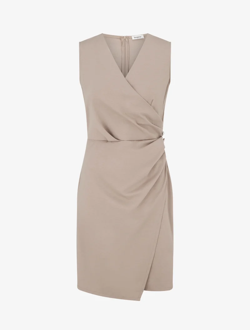 Ärmelloses Wickelkleid - Maulwurf