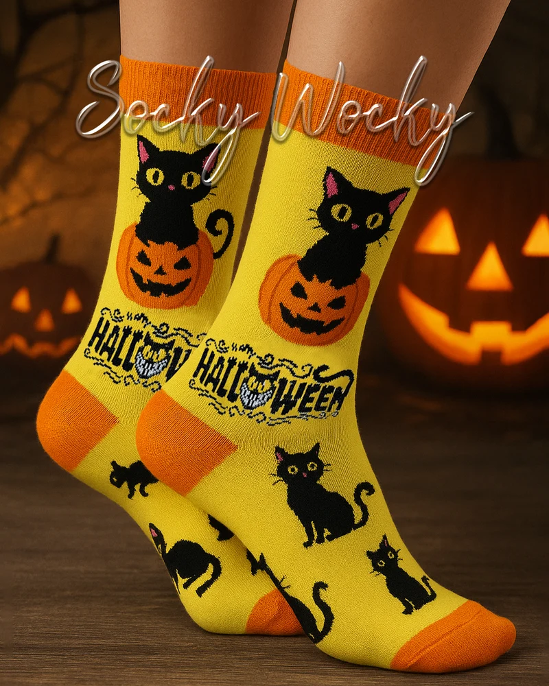 Halloween Cats Socks Spooky Animal Series