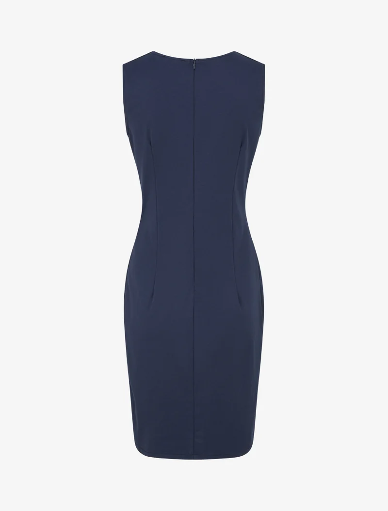 Ärmelloses Wickelkleid mit dekorativen Knöpfen - Marine
