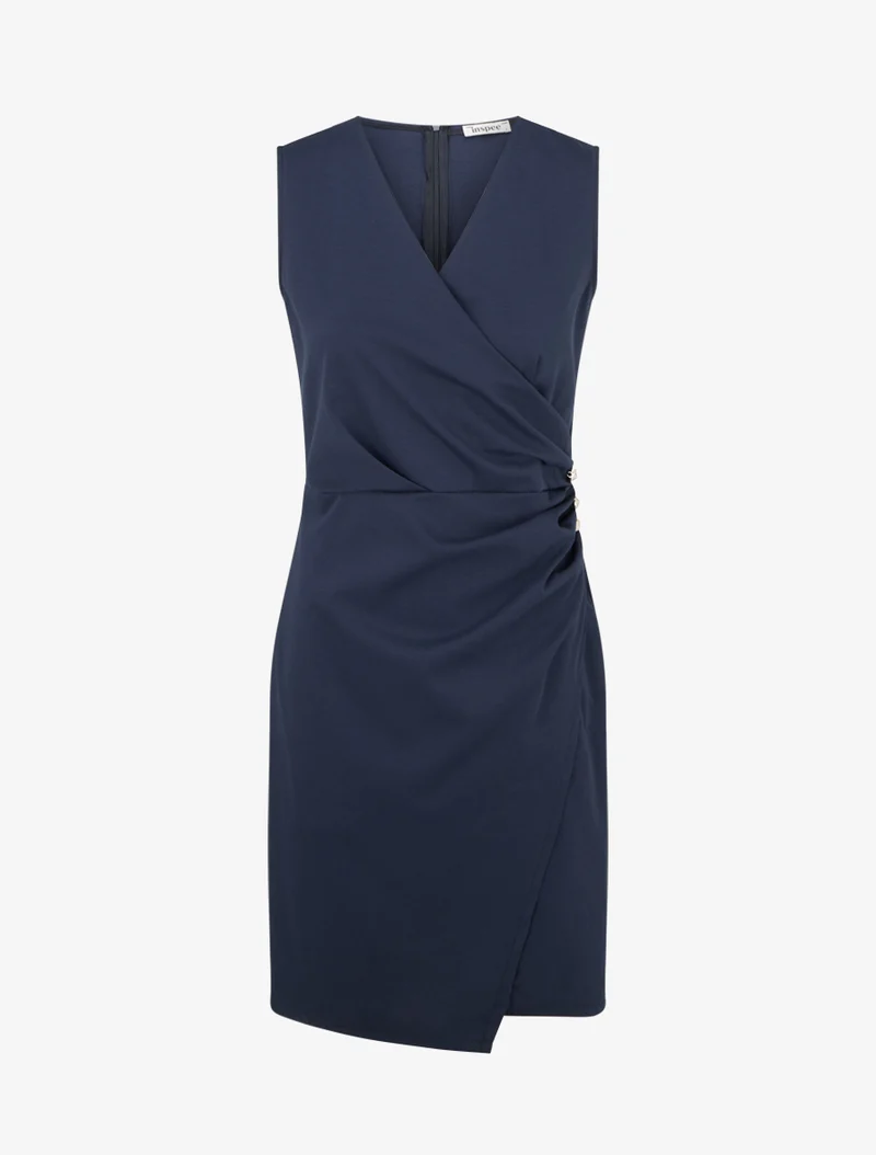 Ärmelloses Wickelkleid - Marine
