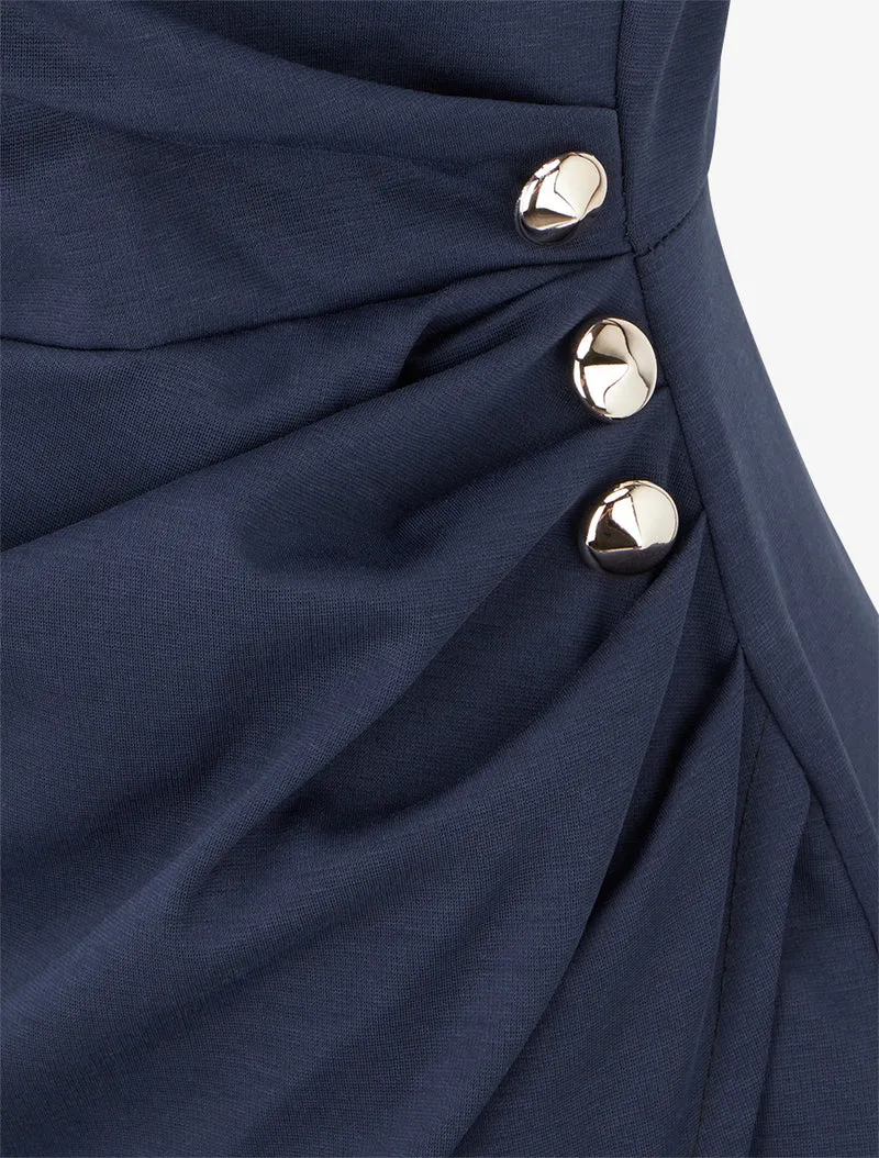 Ärmelloses Wickelkleid - Marine