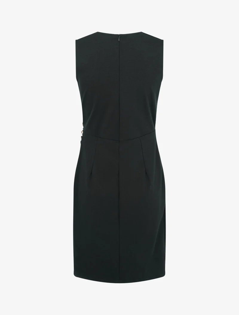 Ärmelloses Wickelkleid - Schwarz