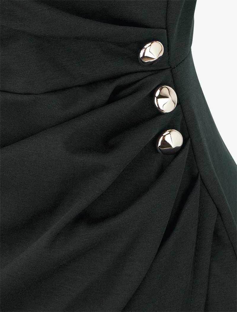 Ärmelloses Wickelkleid - Schwarz