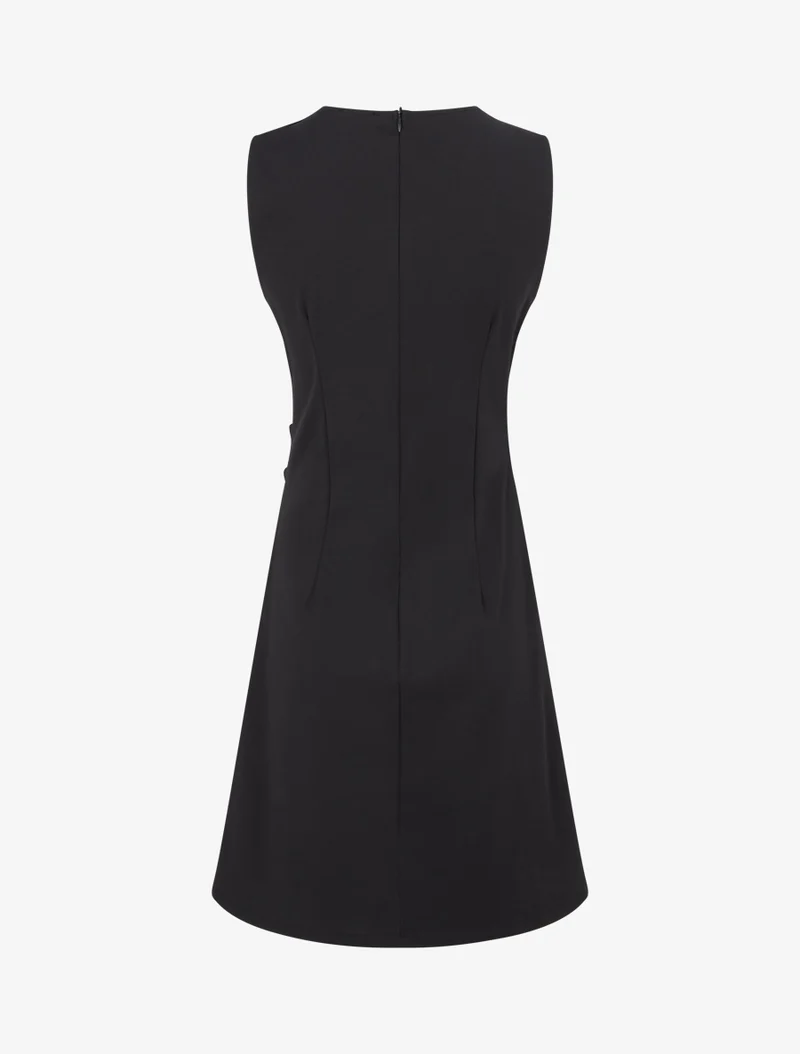 Ärmelloses Kleid mit Blumenschmuck - Schwarz
