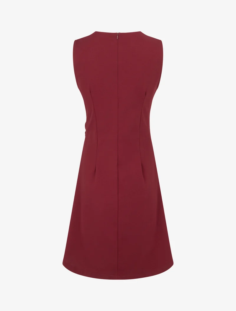 Ärmelloses Kleid mit Blumenschmuck - Bordeaux