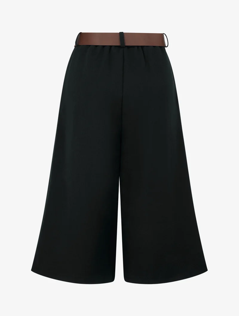 Weit geschnittener Bermuda-Shorts mit hoher Taille - Schwarz
