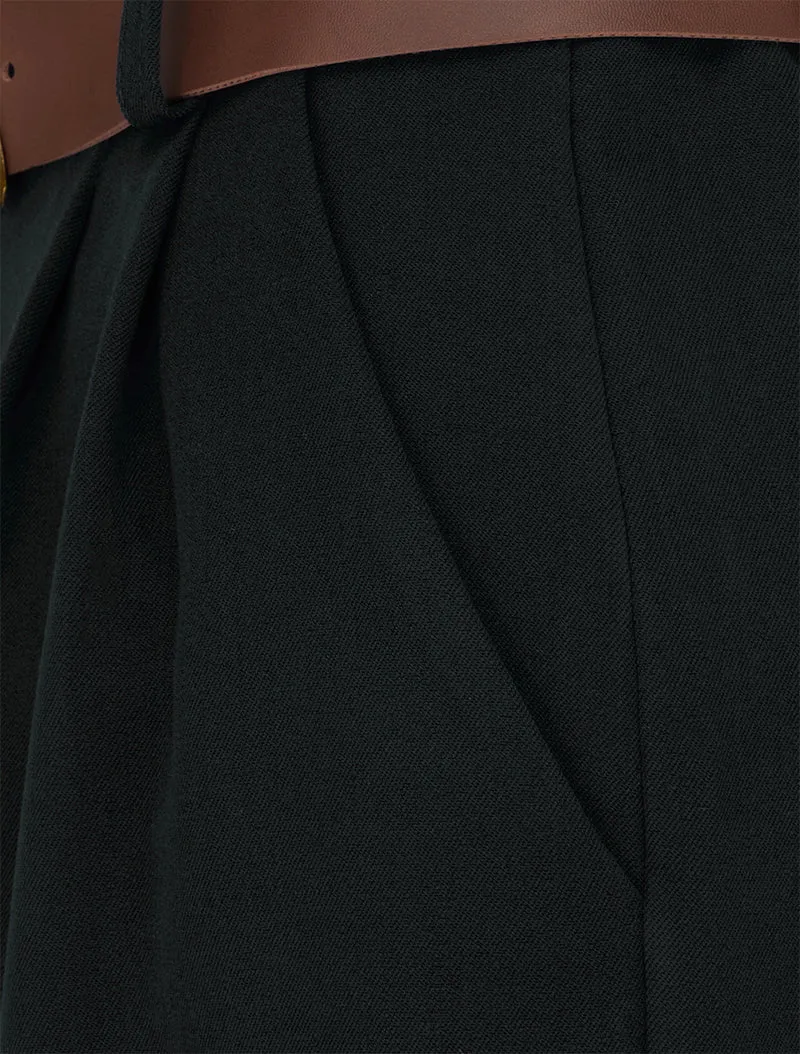 Weit geschnittener Bermuda-Shorts mit hoher Taille - Schwarz