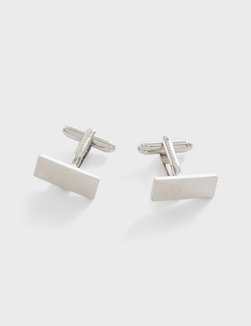 Boutons de manchette argent brossé