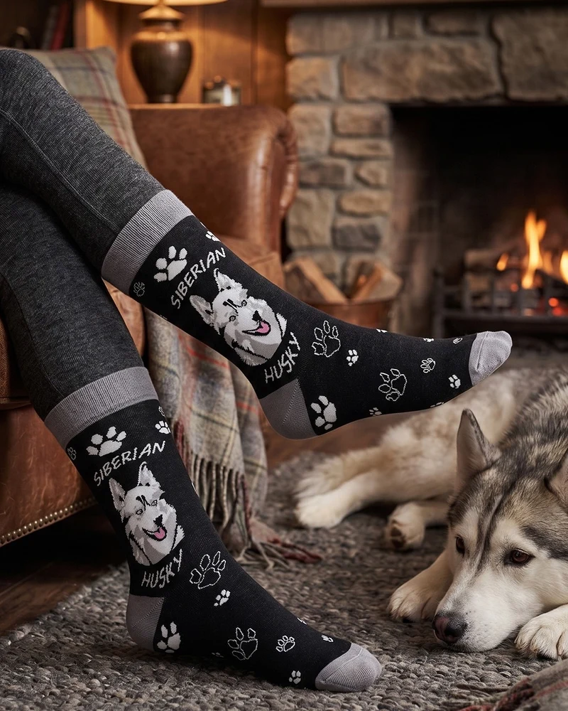 Siberian Husky Socks Arctic Dog Edition