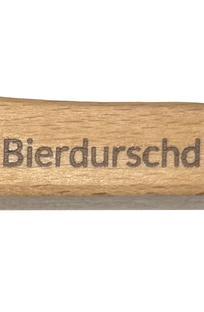 Flaschenöffner Holz mit Spruch und Nagel - bierdurschd