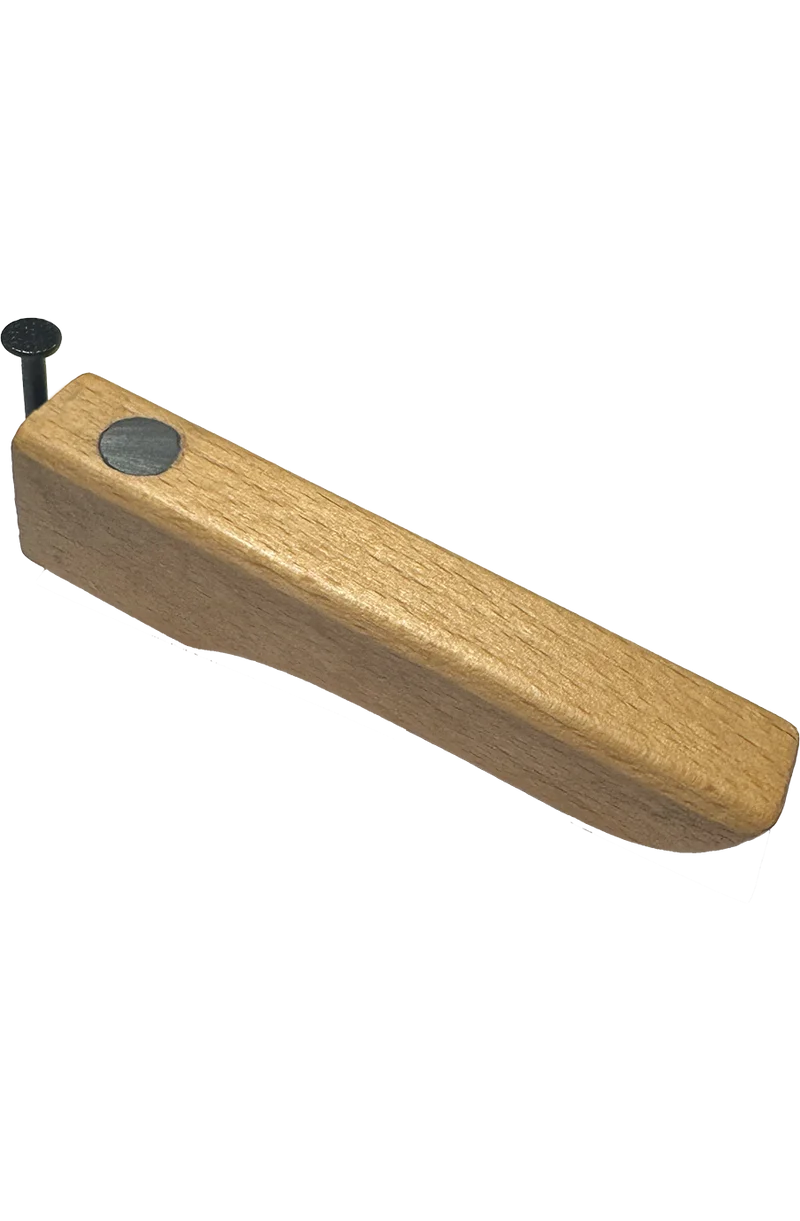 Flaschenöffner Holz mit Spruch und Nagel - bier zu mir