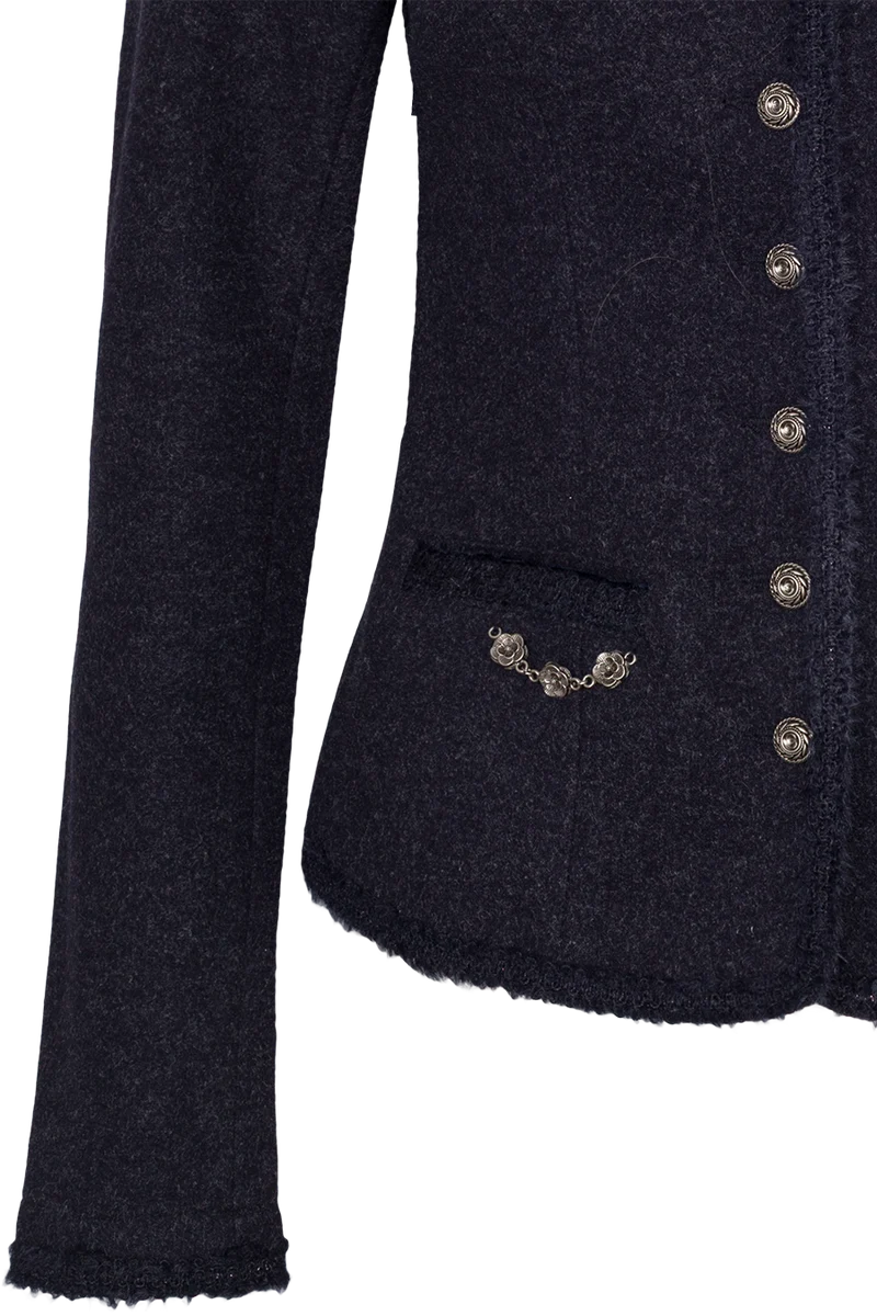 Damen Stretch-Trachtenblazer mit Samtdetails - dunkelblau