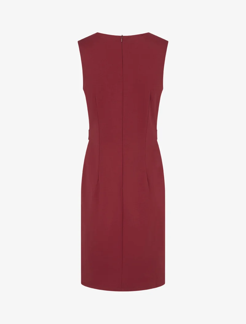Ärmelloses, gerades Kleid mit dekorativen Knöpfen - Bordeaux