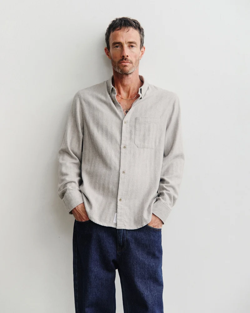 Graues Hemd Herringbone Button Down aus Bio-Baumwolle von Rotholz