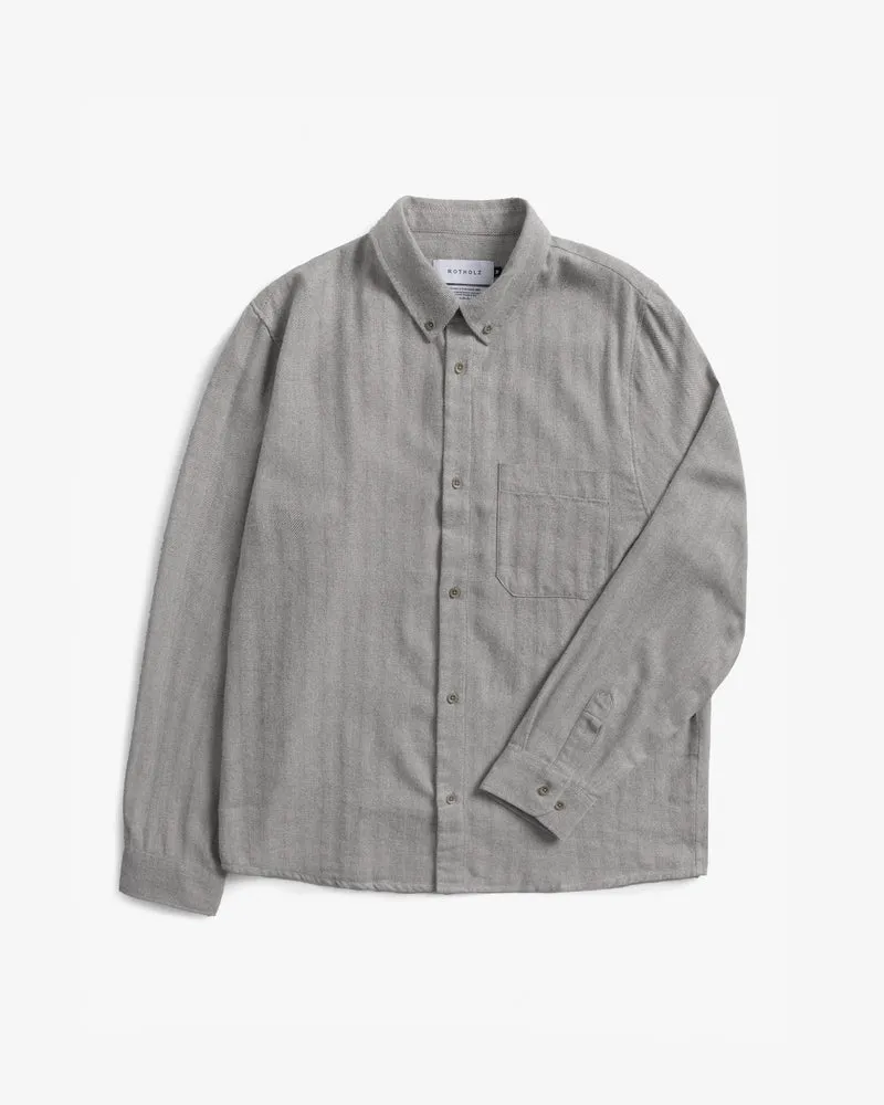 Graues Hemd Herringbone Button Down aus Bio-Baumwolle von Rotholz