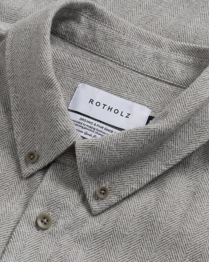 Graues Hemd Herringbone Button Down aus Bio-Baumwolle von Rotholz