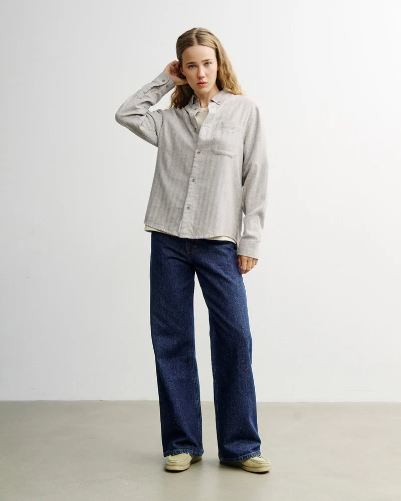 Graues Hemd Herringbone Button Down aus Bio-Baumwolle von Rotholz