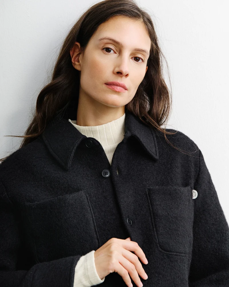 Schwarzes Hemd Overshirt aus Bio-Wolle von Rotholz