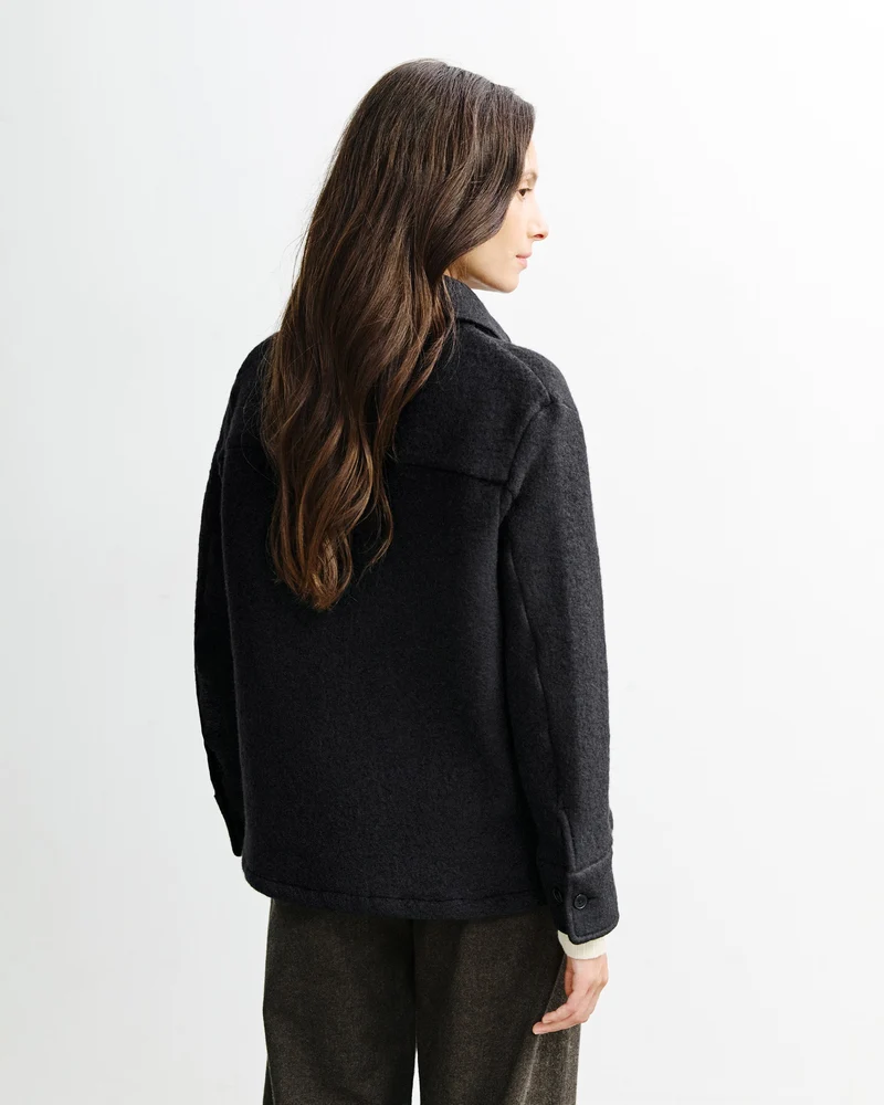 Schwarzes Hemd Overshirt aus Bio-Wolle von Rotholz