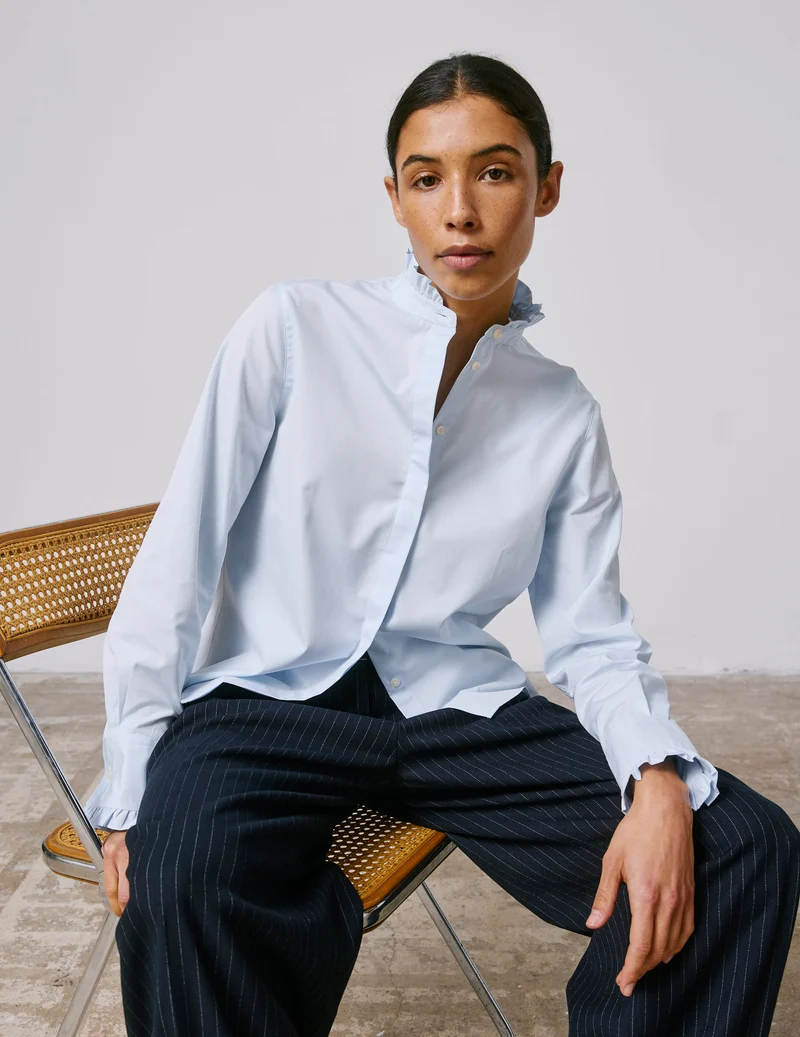 Chemise Louison gorge cachée bleue