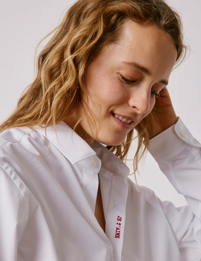 Chemise mixte "Je t'aime" blanche