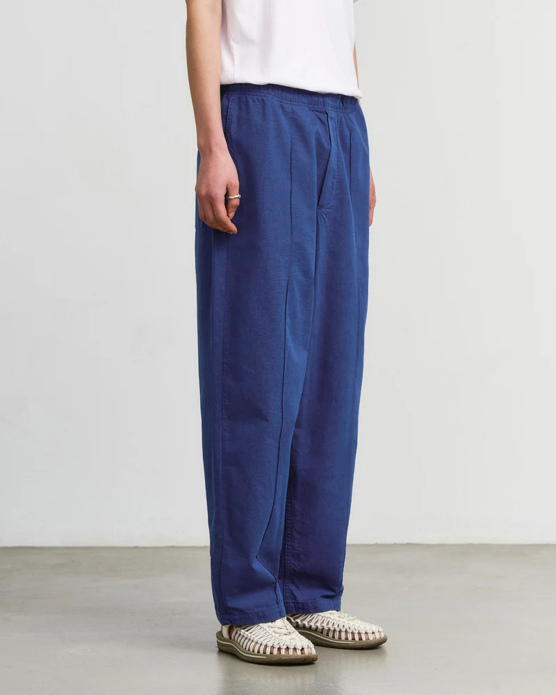 Blaue Bundfaltenhose Weit aus Bio-Baumwolle von Rotholz