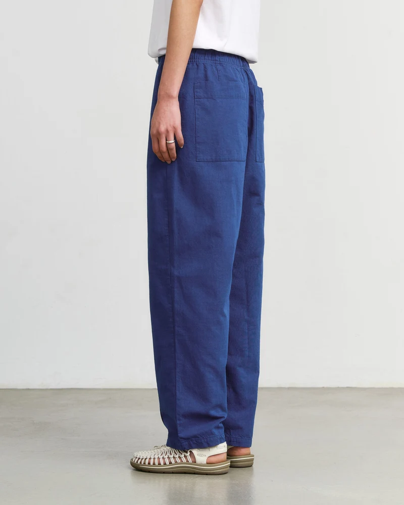Blaue Bundfaltenhose Weit aus Bio-Baumwolle von Rotholz
