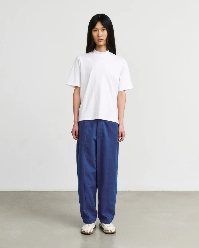 Blaue Bundfaltenhose Weit aus Bio-Baumwolle von Rotholz