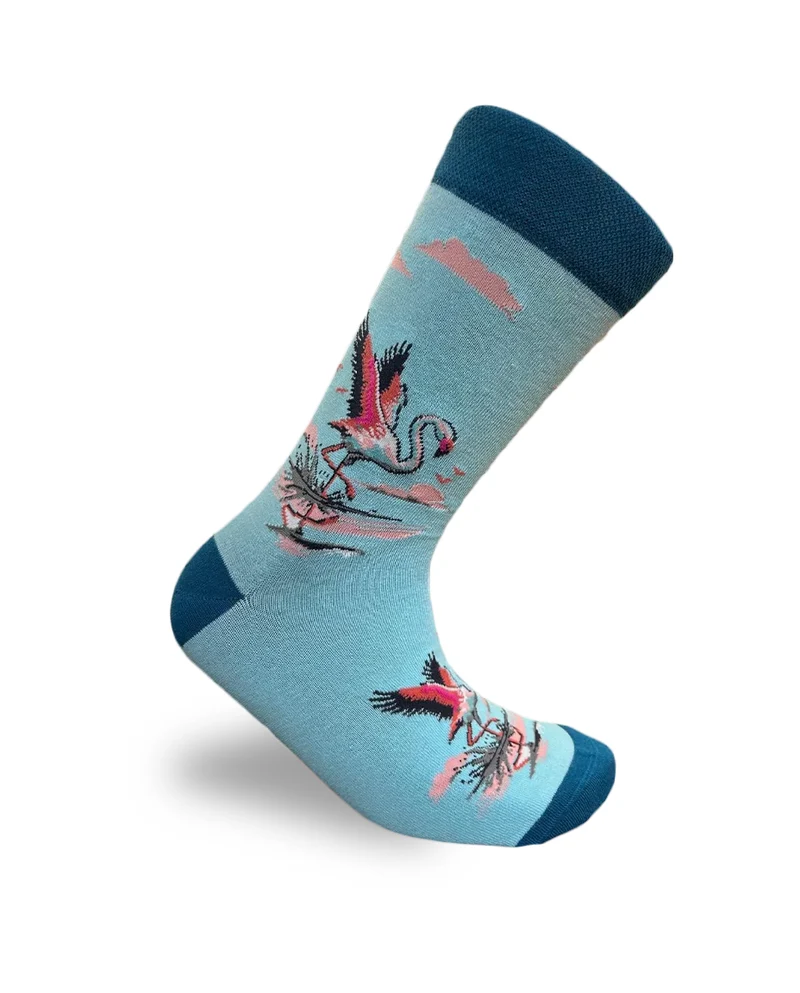 Flamingo Turquoise Socks Tropical Bird Series