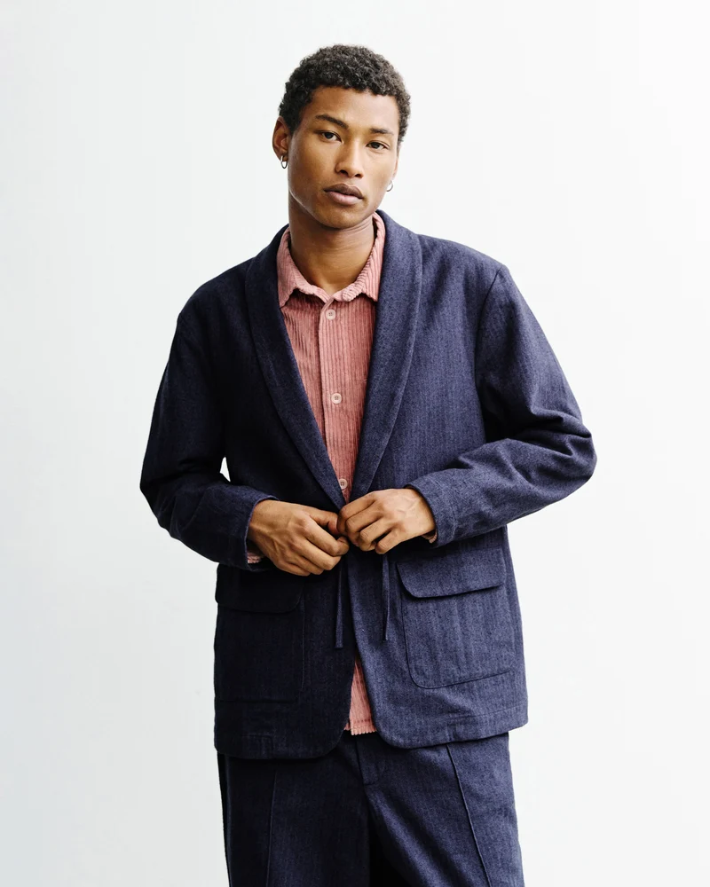 Blauer Blazer Kimono aus 100% Bio-Baumwolle von Rotholz