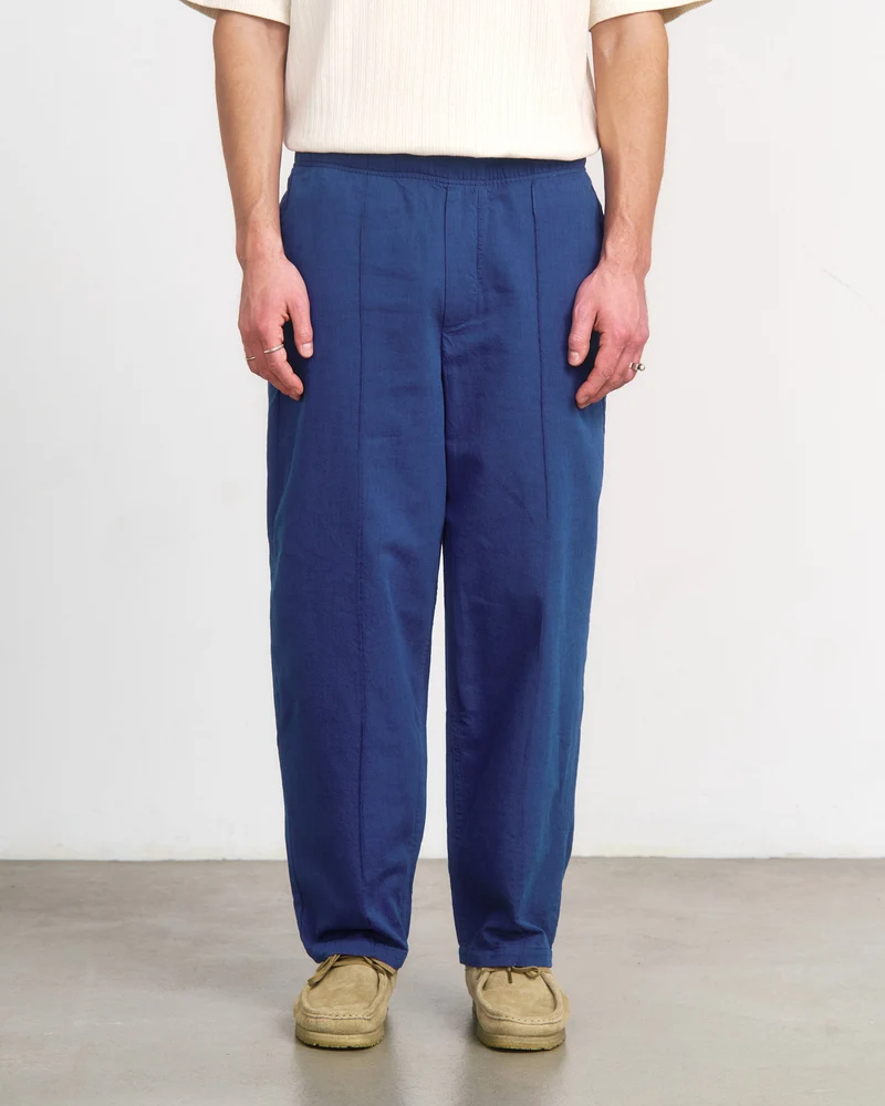 Blaue Bundfaltenhose Weit aus Bio-Baumwolle von Rotholz