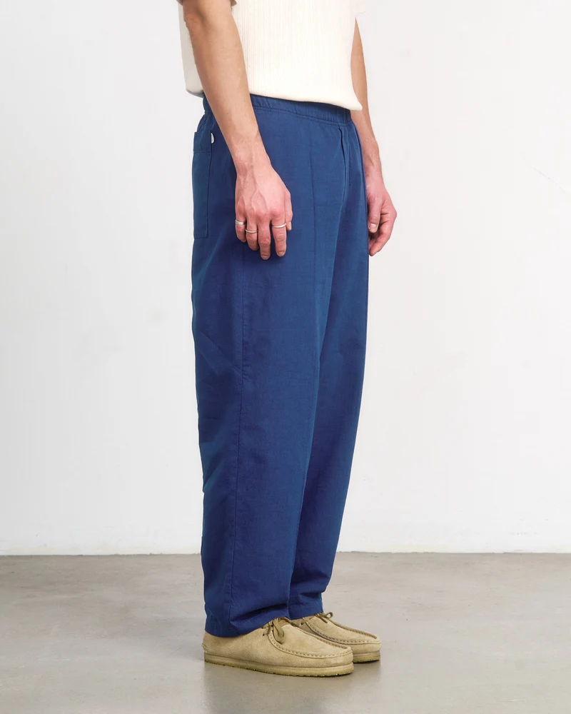 Blaue Bundfaltenhose Weit aus Bio-Baumwolle von Rotholz