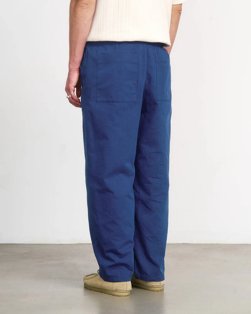 Blaue Bundfaltenhose Weit aus Bio-Baumwolle von Rotholz