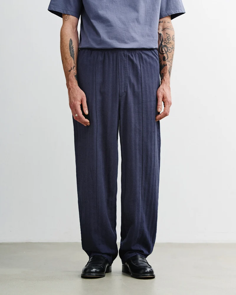 Blaue Bundfaltenhose Weit aus Bio-Baumwolle von Rotholz