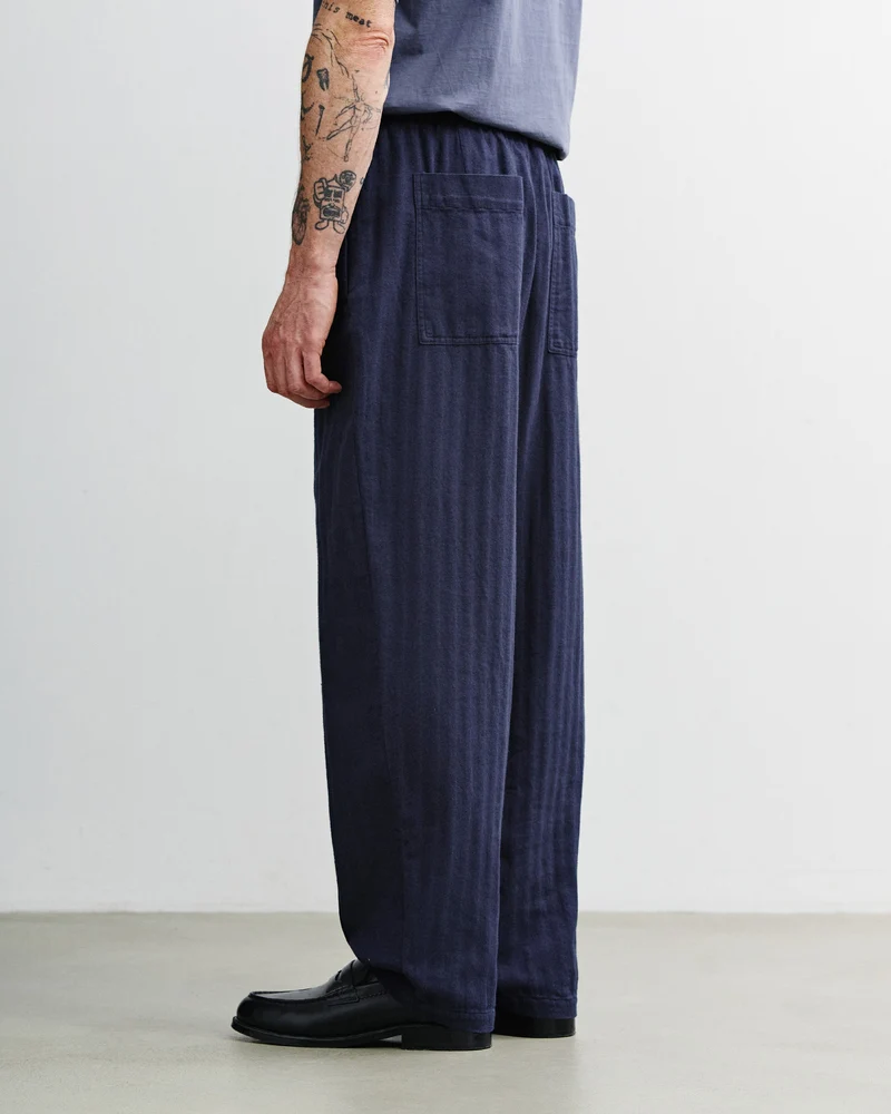 Blaue Bundfaltenhose Weit aus Bio-Baumwolle von Rotholz