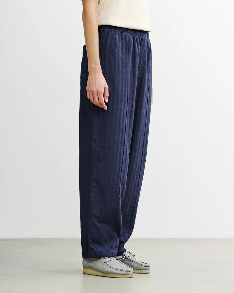 Blaue Bundfaltenhose Weit aus Bio-Baumwolle von Rotholz