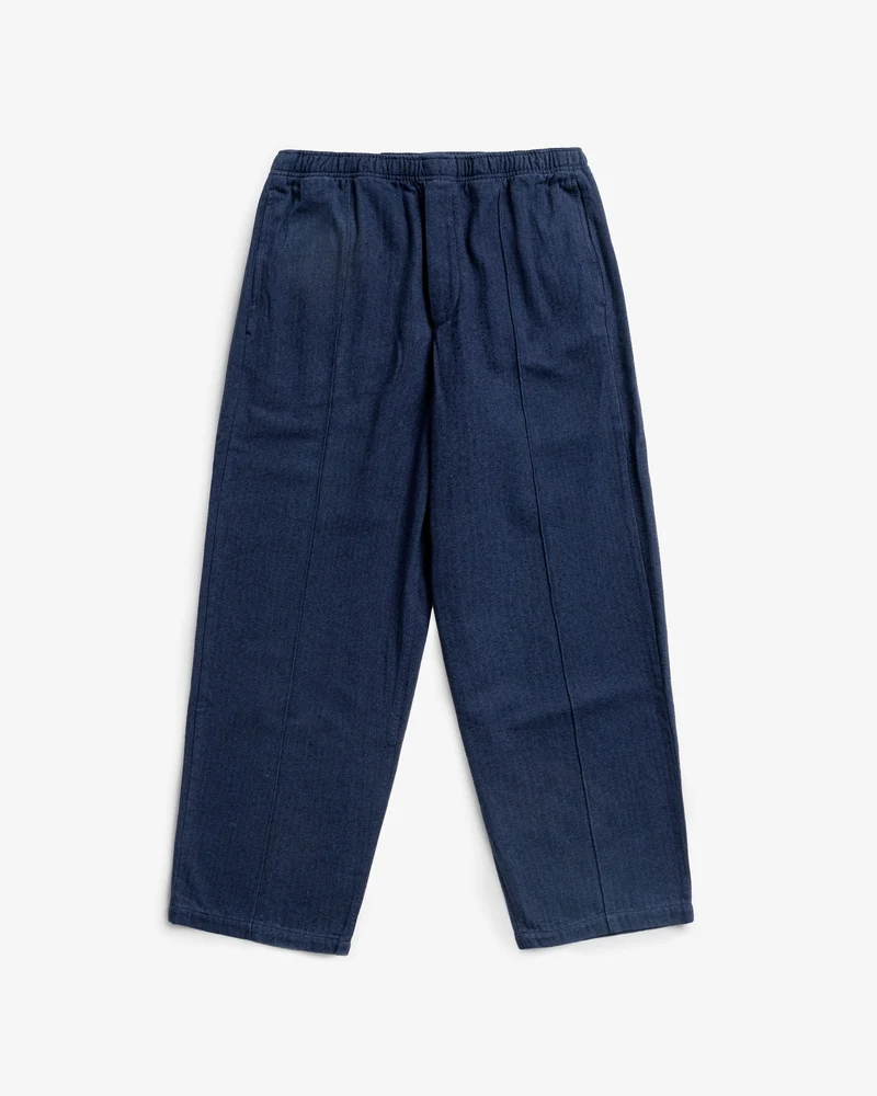 Blaue Bundfaltenhose Weit aus Bio-Baumwolle von Rotholz