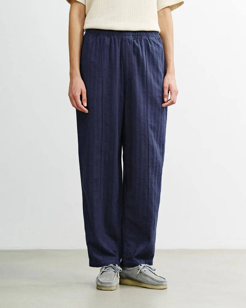 Blaue Bundfaltenhose Weit aus Bio-Baumwolle von Rotholz