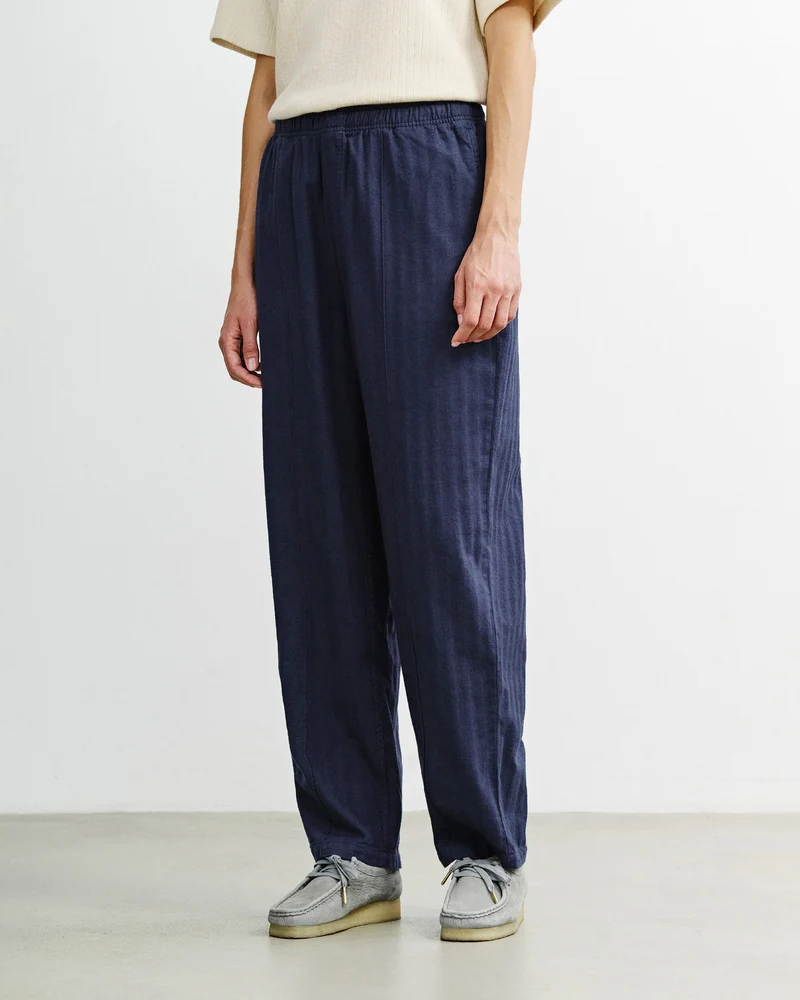 Blaue Bundfaltenhose Weit aus Bio-Baumwolle von Rotholz