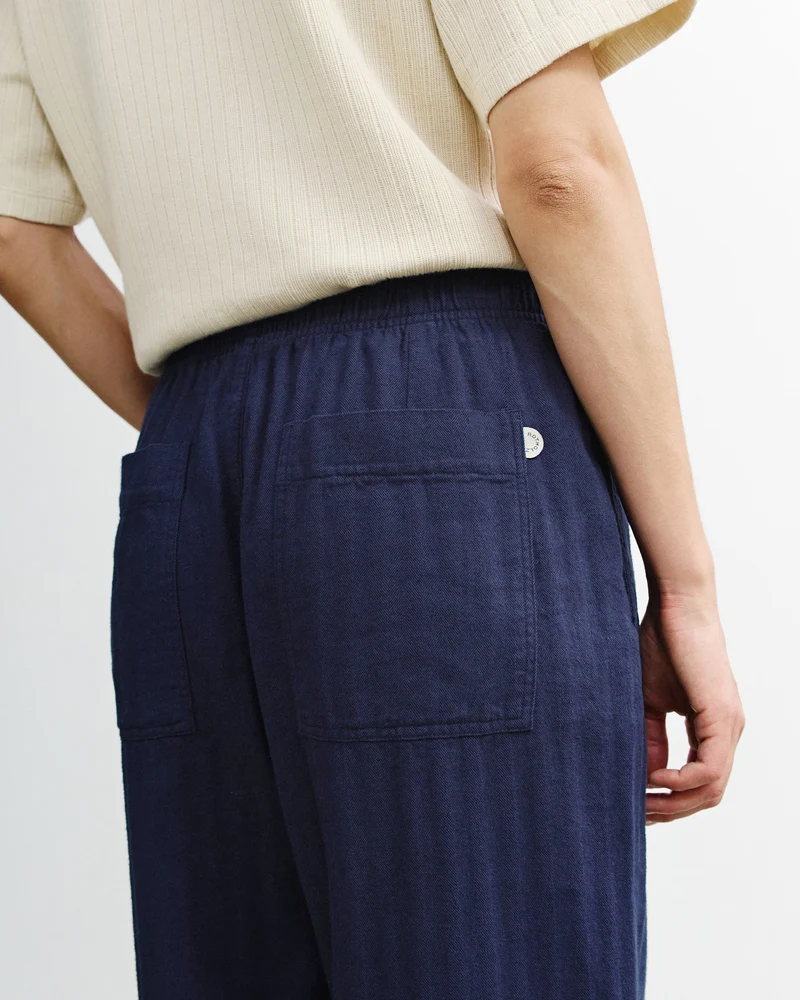 Blaue Bundfaltenhose Weit aus Bio-Baumwolle von Rotholz