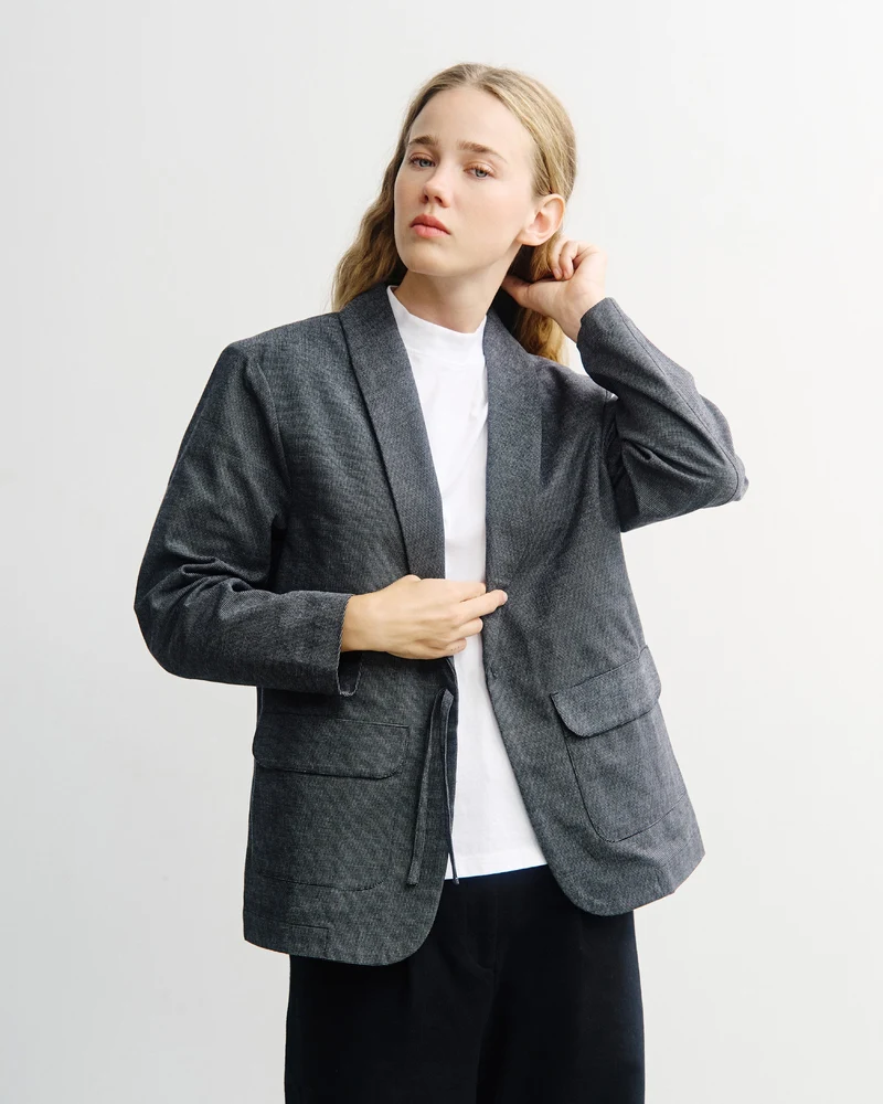 Grau Melange Blazer Kimono aus 100% Bio-Baumwolle von Rotholz