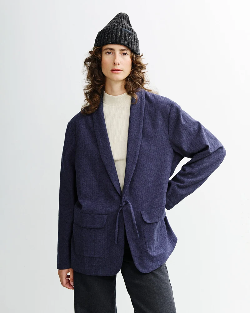 Blauer Blazer Kimono aus 100% Bio-Baumwolle von Rotholz