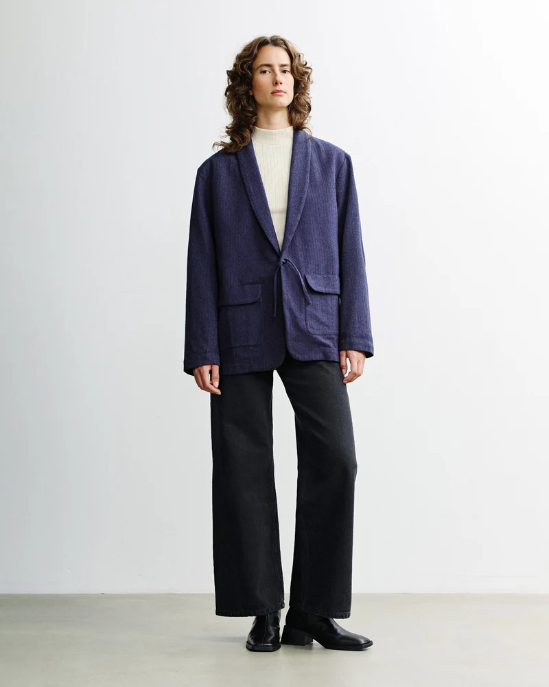 Blauer Blazer Kimono aus 100% Bio-Baumwolle von Rotholz