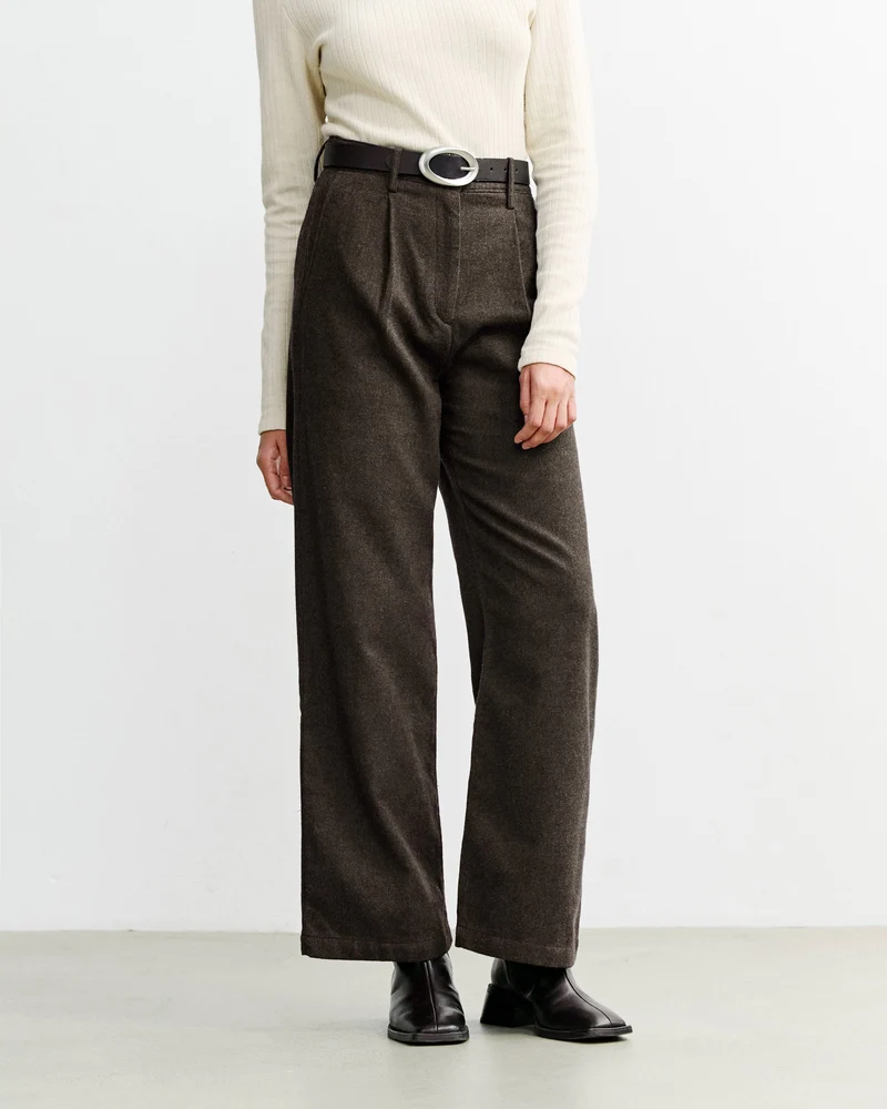 Braune Flanellhose Hight-Waist aus 100% Bio-Baumwolle von Rotholz