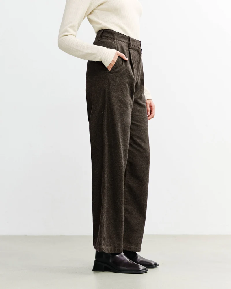 Braune Flanellhose Hight-Waist aus 100% Bio-Baumwolle von Rotholz