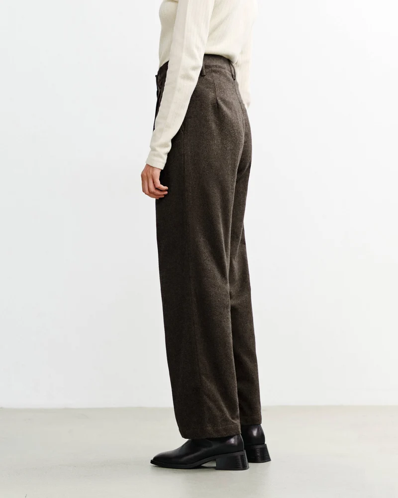 Braune Flanellhose Hight-Waist aus 100% Bio-Baumwolle von Rotholz