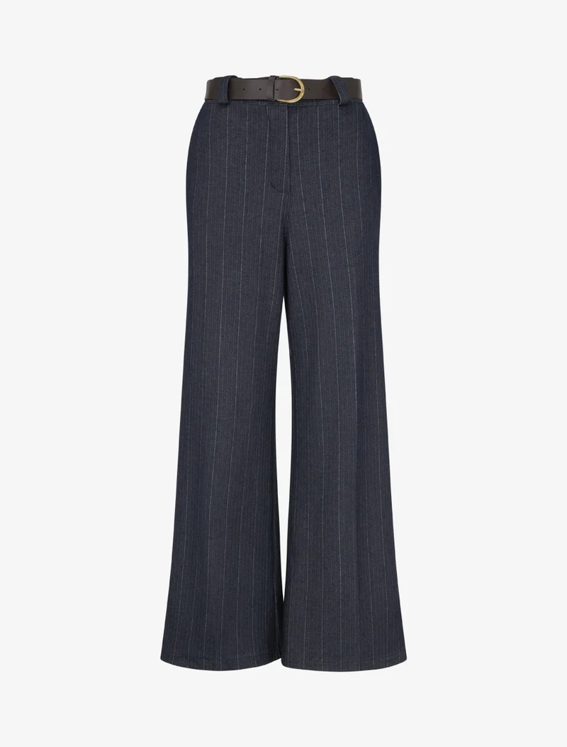 Gestreifte weite Hose - Marine