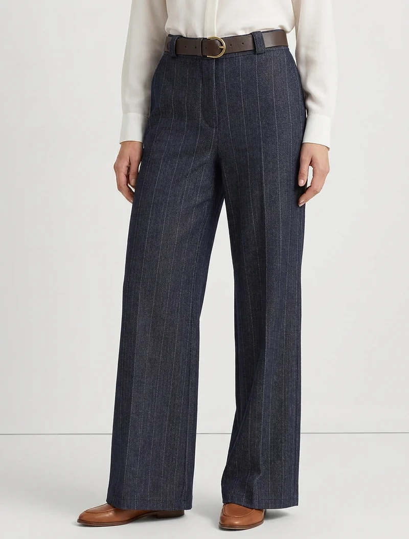 Gestreifte weite Hose - Marine